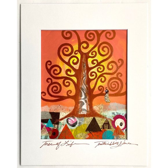 Original Art “Tree of Life” Mixed Media Artwork Acrylic Collage Painting 11"x14" - Picture 2 of 10